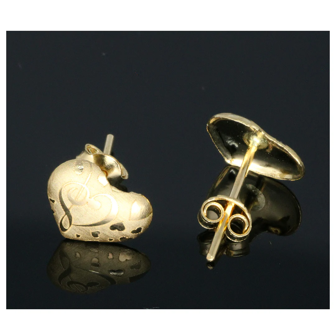 Gold Heart Shaped Earrings 18KT - FKJERN18KU6451 - Image 2