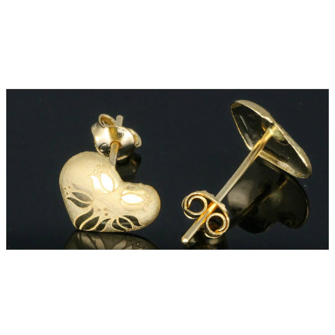 Gold Heart Shaped Earrings 18KT - FKJERN18KU6452 - Image 2