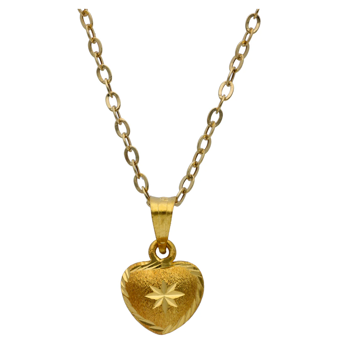 Gold Heart Shaped Pendant Set 18KT - FKJNKLST18KU6473 - Image 2