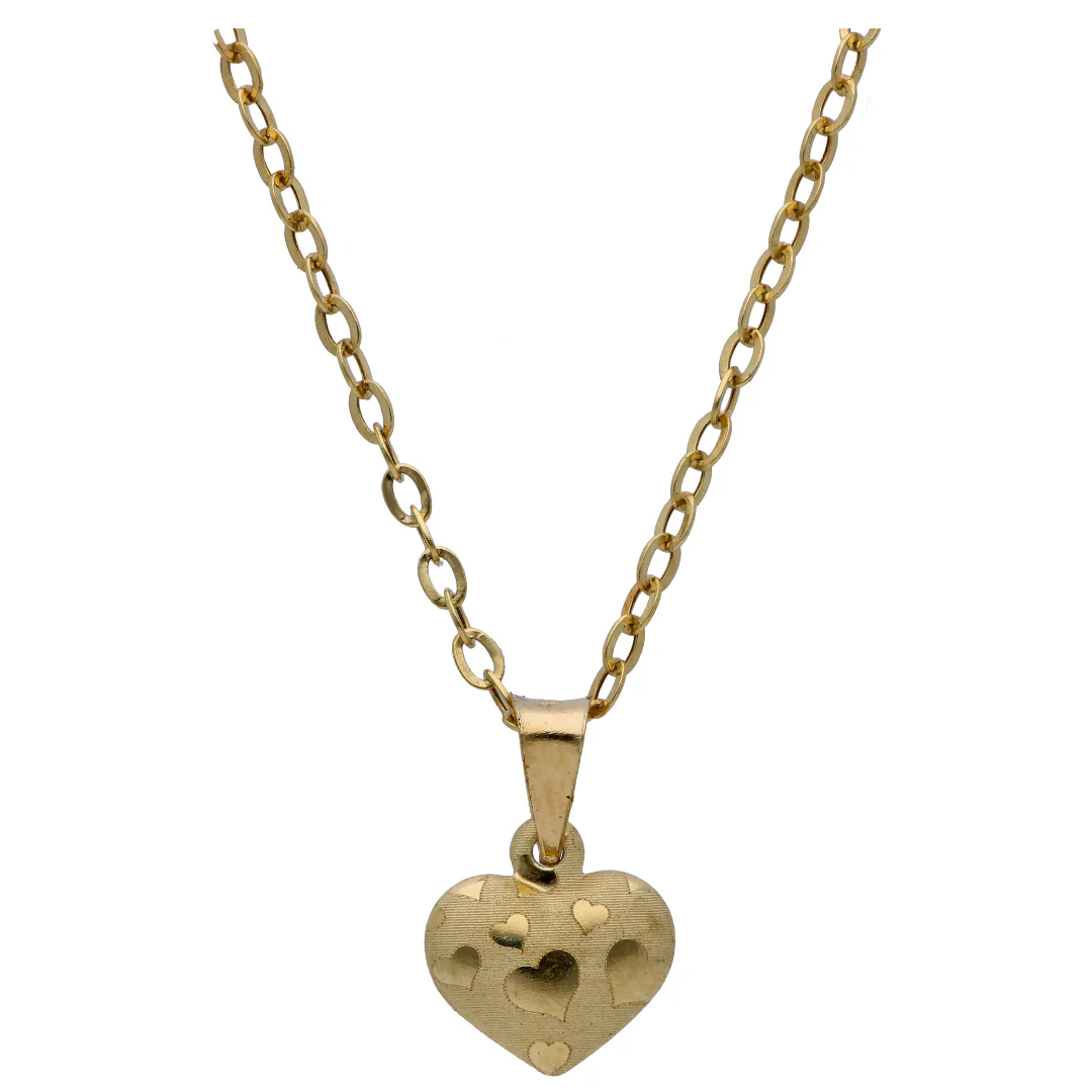 Gold Heart Shaped Pendant Set 18KT - FKJNKLST18KU6479 - Image 2