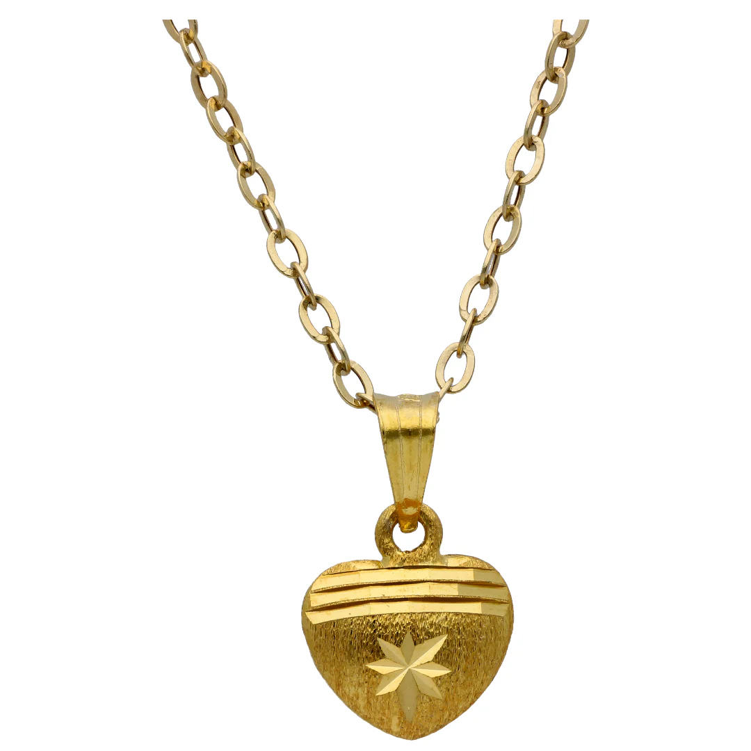 Gold Heart Shaped Pendant Set 18KT - FKJNKLST18KU6489 - Image 2
