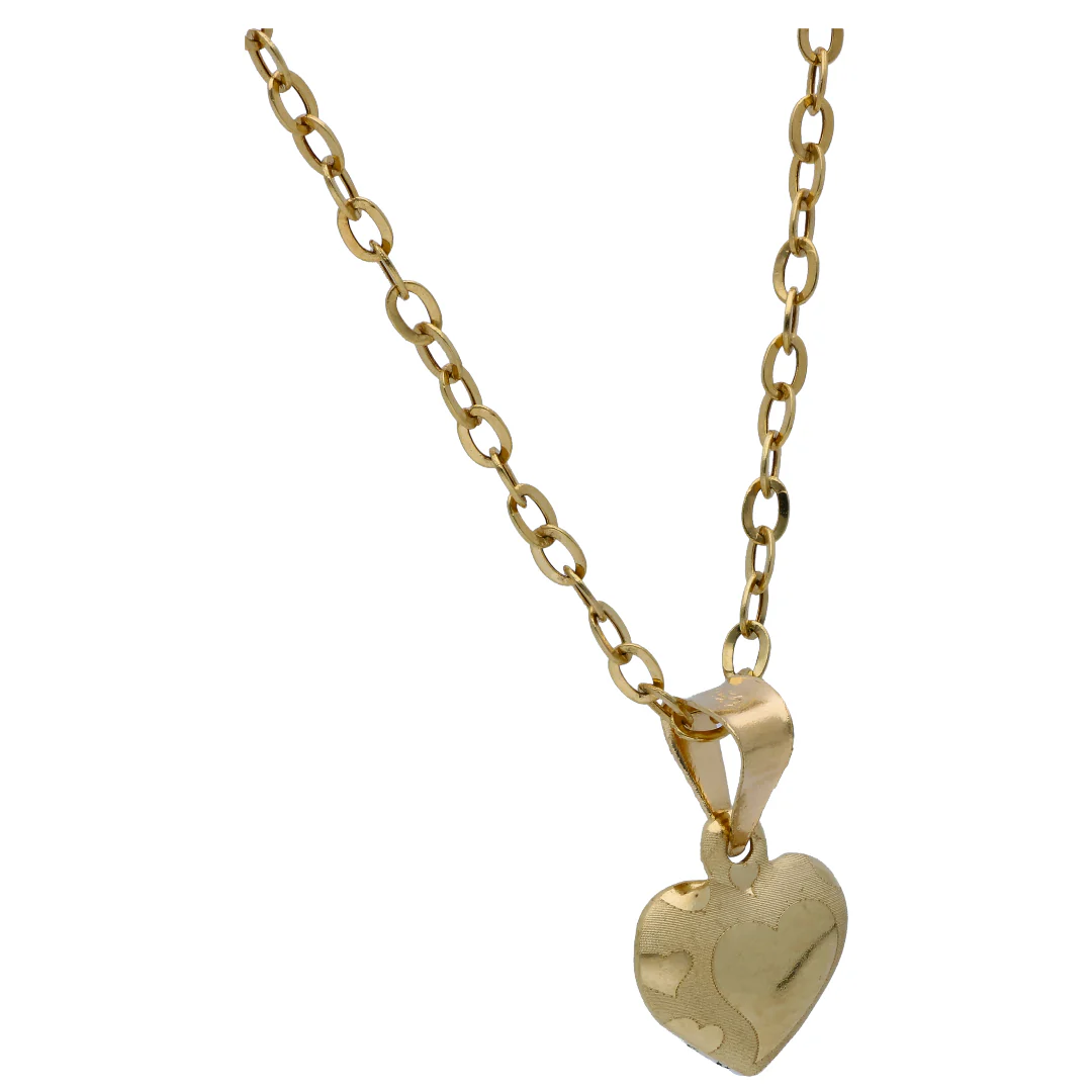 Gold Heart Shaped Pendant Set 18KT - FKJNKLST18KU6498 - Image 3