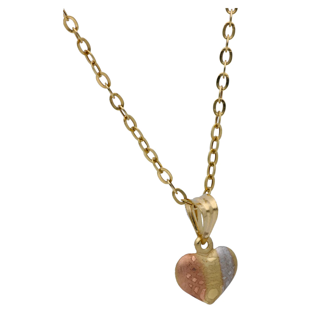 Gold Heart Shaped Pendant Set 18KT - FKJNKLST18KU6500 - Image 3