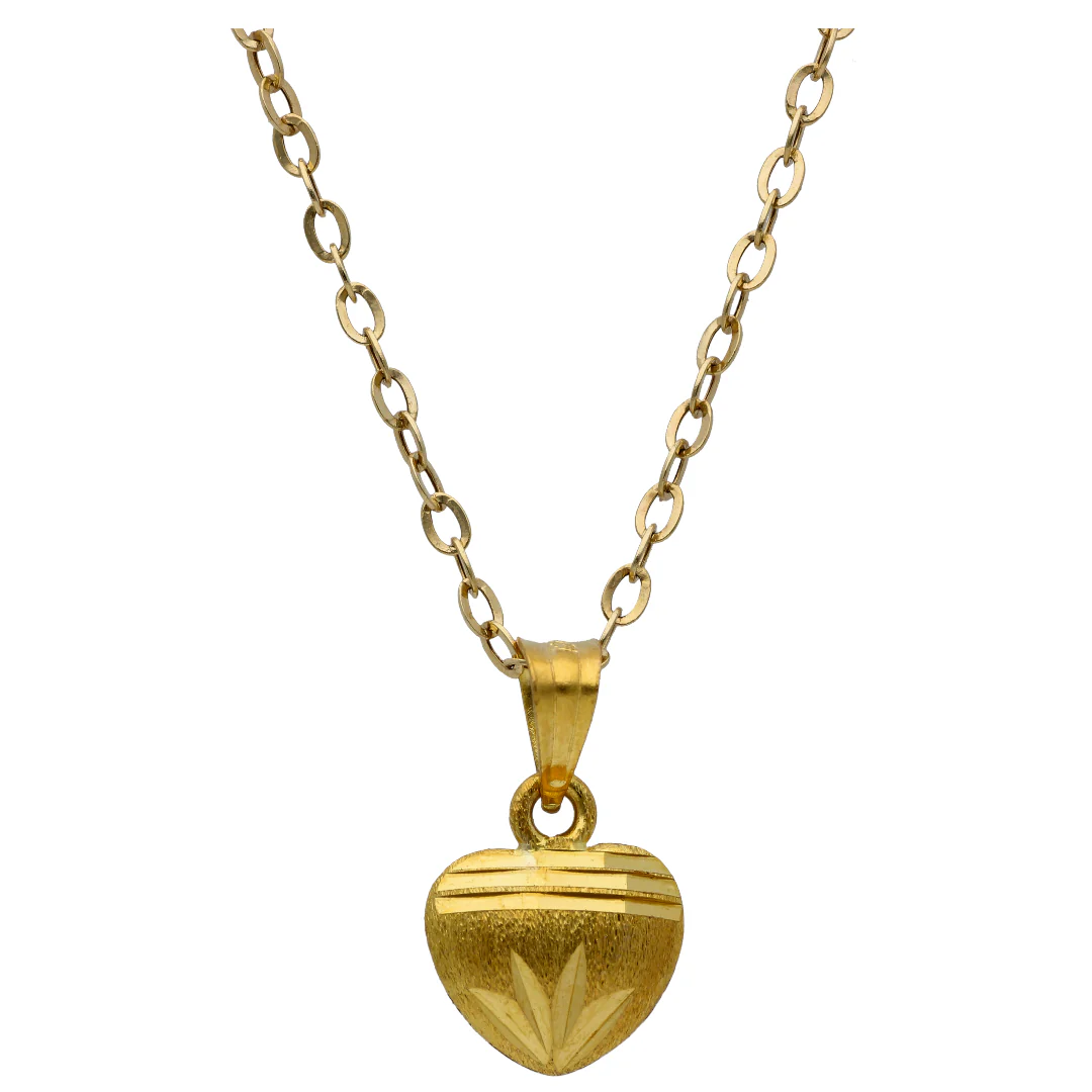 Gold Heart Shaped Pendant Set 18KT - FKJNKLST18KU6513 - Image 2