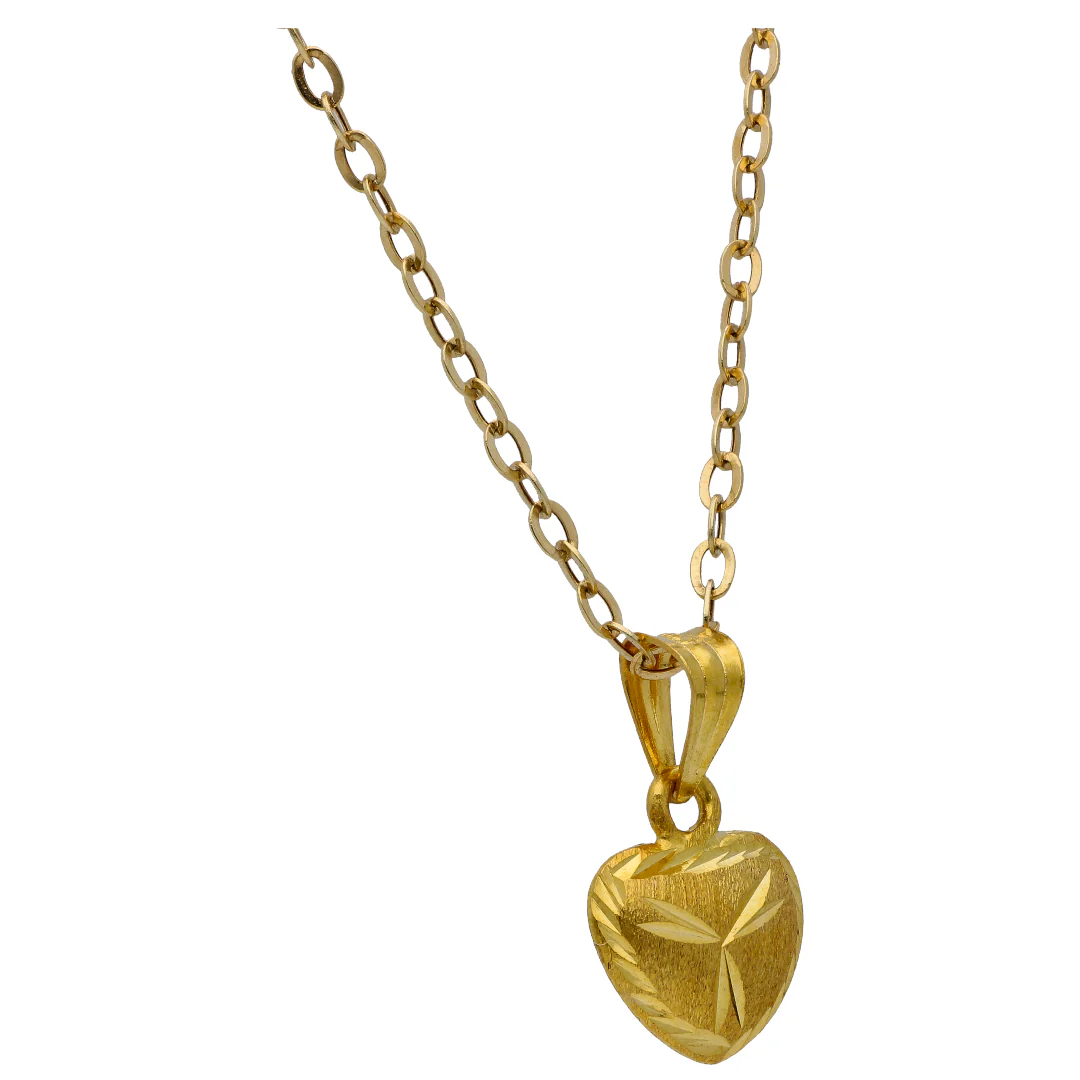 Gold Heart Shaped Pendant Set 18KT - FKJNKLST18KU6516 - Image 3