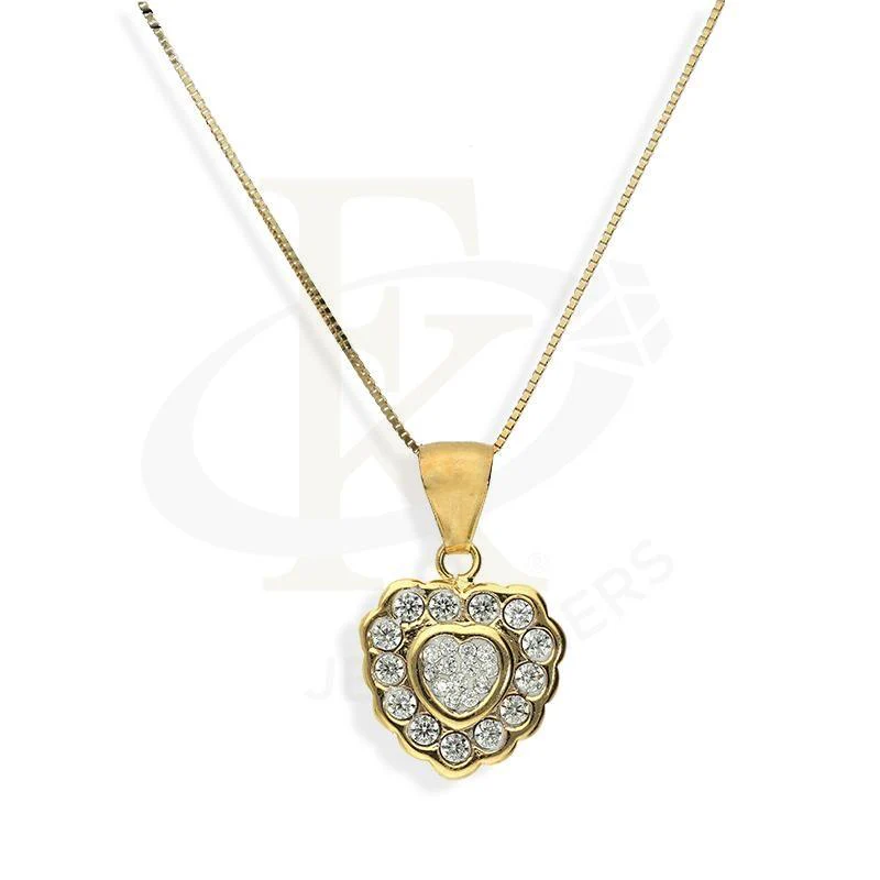 Gold Heart Shaped Pendant Set (Necklace and Earrings) 18KT - FKJNKLST18K2217 - Image 2