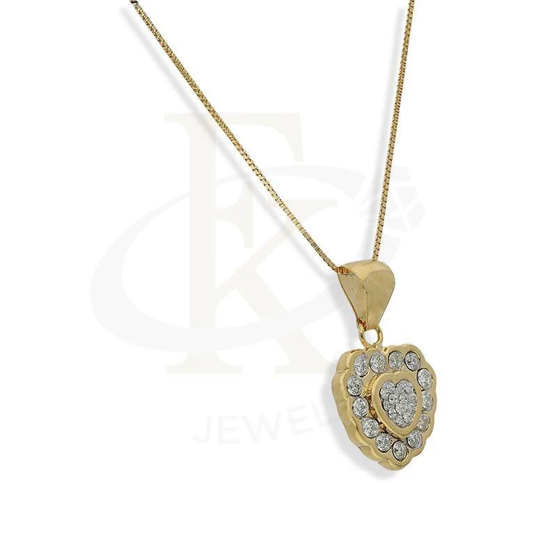 Gold Heart Shaped Pendant Set (Necklace and Earrings) 18KT - FKJNKLST18K2217 - Image 3