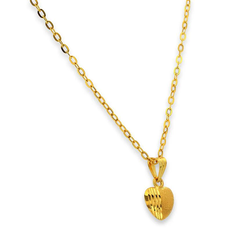 Gold Heart Shaped Pendant Set (Necklace and Earrings) 18KT - FKJNKLST18K2238 - Image 3