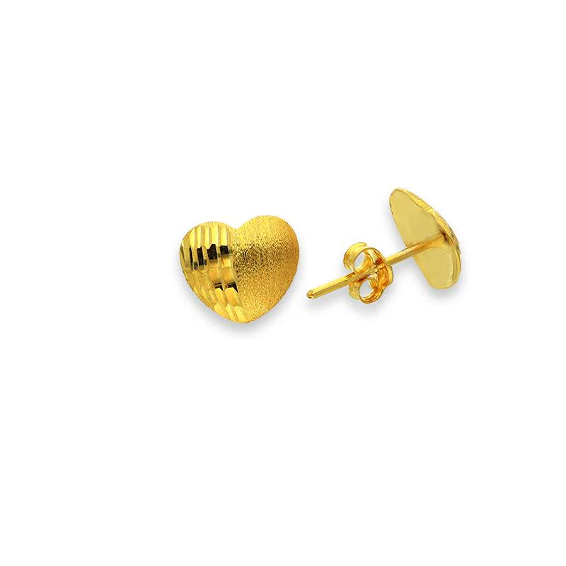 Gold Heart Shaped Pendant Set (Necklace and Earrings) 18KT - FKJNKLST18K2238 - Image 4