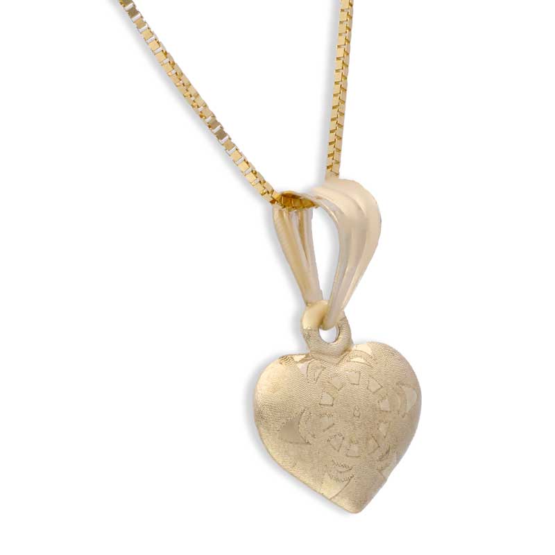 Gold Heart Shaped Pendant Set (Necklace and Earrings) 18KT - FKJNKLST18KU2002 - Image 3