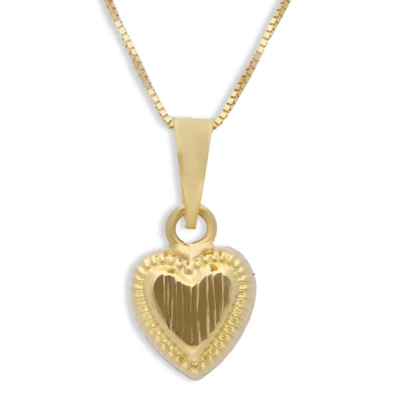 Gold Heart Shaped Pendant Set (Necklace and Earrings) 18KT - FKJNKLST18KU2003 - Image 2