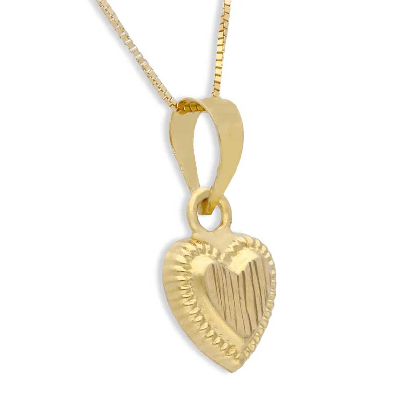 Gold Heart Shaped Pendant Set (Necklace and Earrings) 18KT - FKJNKLST18KU2003 - Image 3