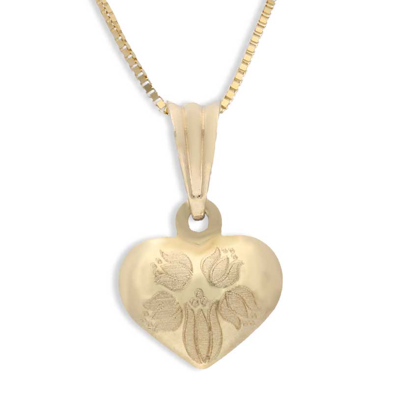 Gold Heart Shaped Pendant Set (Necklace and Earrings) 18KT - FKJNKLST18KU2006 - Image 2