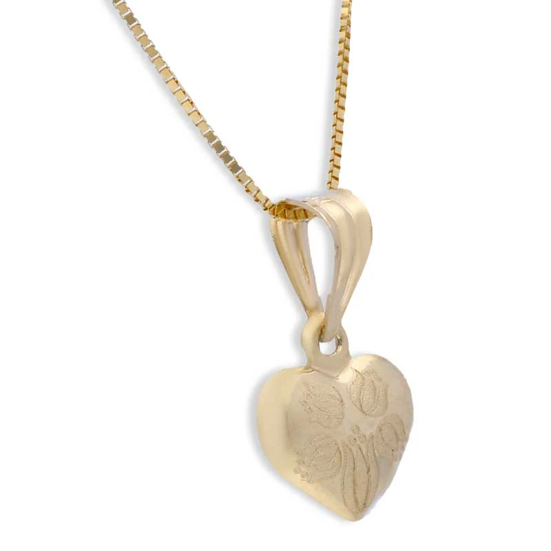 Gold Heart Shaped Pendant Set (Necklace and Earrings) 18KT - FKJNKLST18KU2006 - Image 3