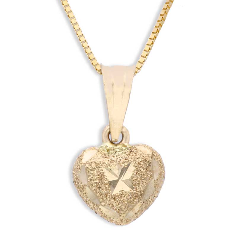 Gold Heart Shaped Pendant Set (Necklace and Earrings) 18KT - FKJNKLST18KU2007 - Image 2