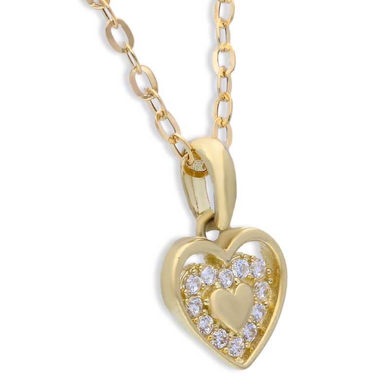 Gold Heart Shaped Pendant Set (Necklace and Earrings) 18KT - FKJNKLST18KU2016 - Image 3