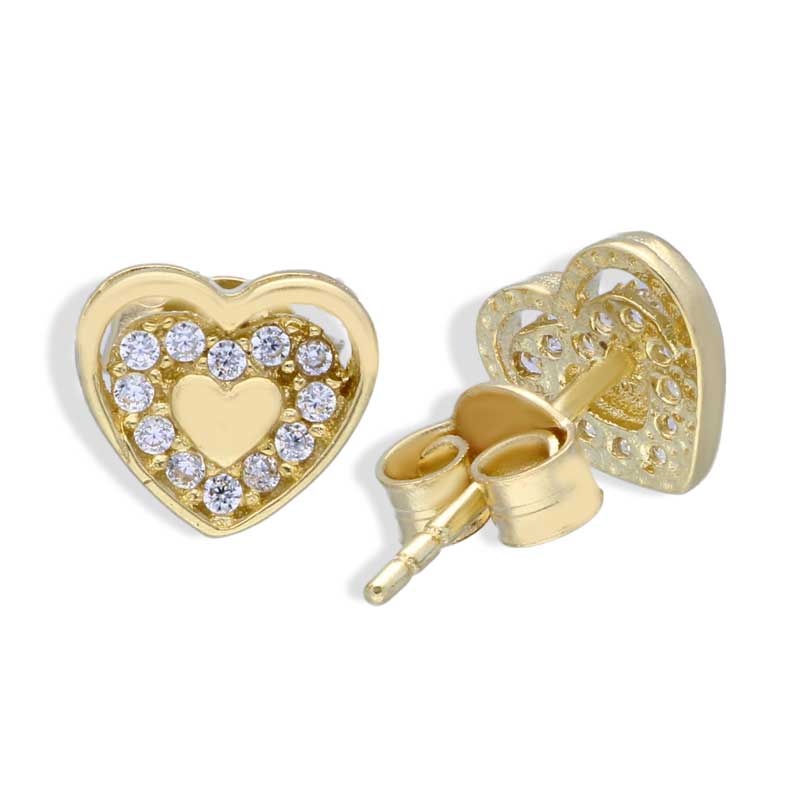 Gold Heart Shaped Pendant Set (Necklace and Earrings) 18KT - FKJNKLST18KU2016 - Image 4