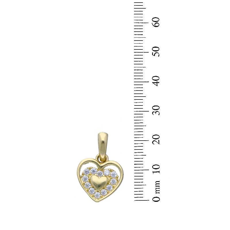 Gold Heart Shaped Pendant Set (Necklace and Earrings) 18KT - FKJNKLST18KU2016 - Image 5