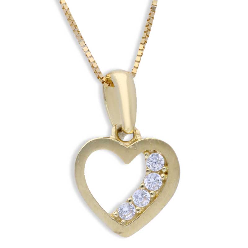 Gold Heart Shaped Pendant Set (Necklace and Earrings) 18KT - FKJNKLST18KU2017 - Image 2