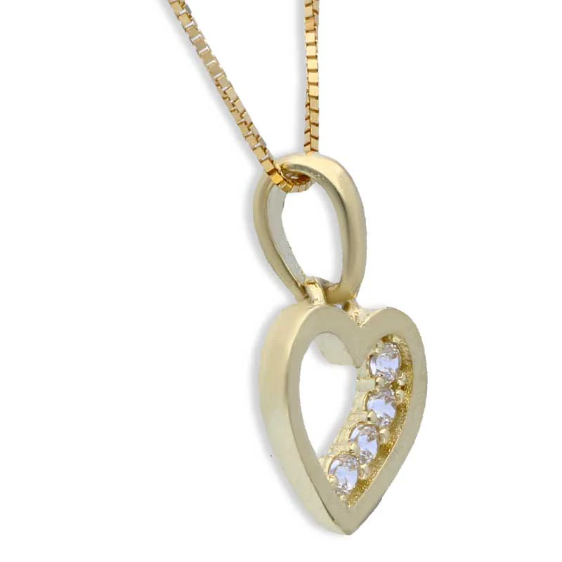 Gold Heart Shaped Pendant Set (Necklace and Earrings) 18KT - FKJNKLST18KU2017 - Image 3