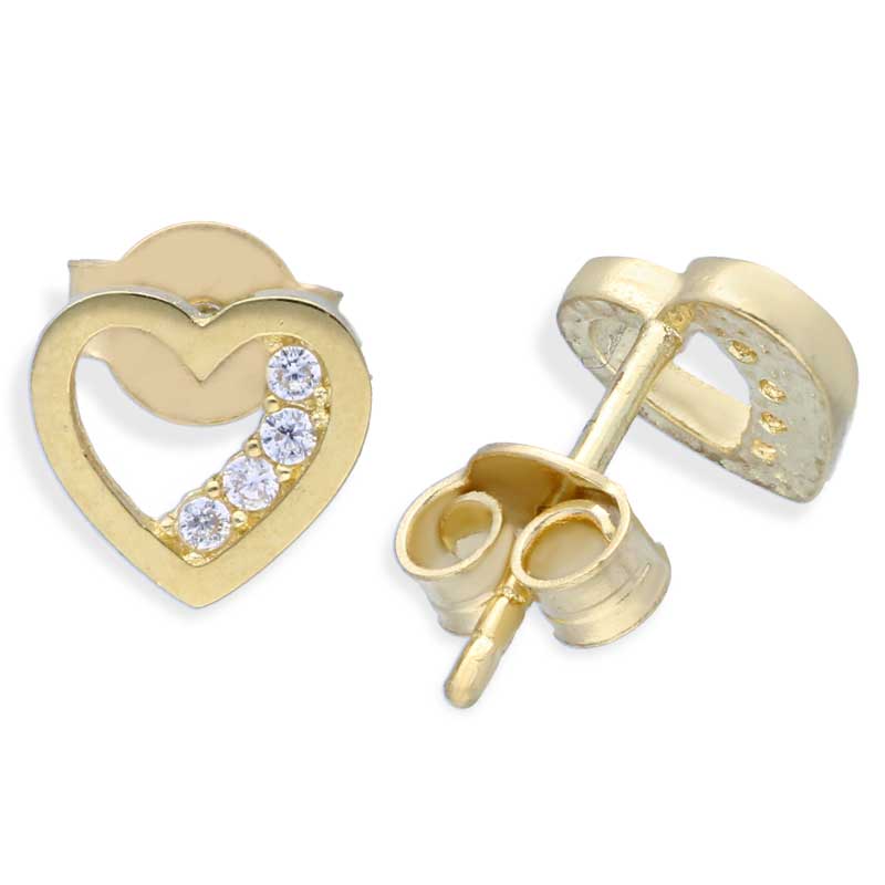 Gold Heart Shaped Pendant Set (Necklace and Earrings) 18KT - FKJNKLST18KU2017 - Image 4