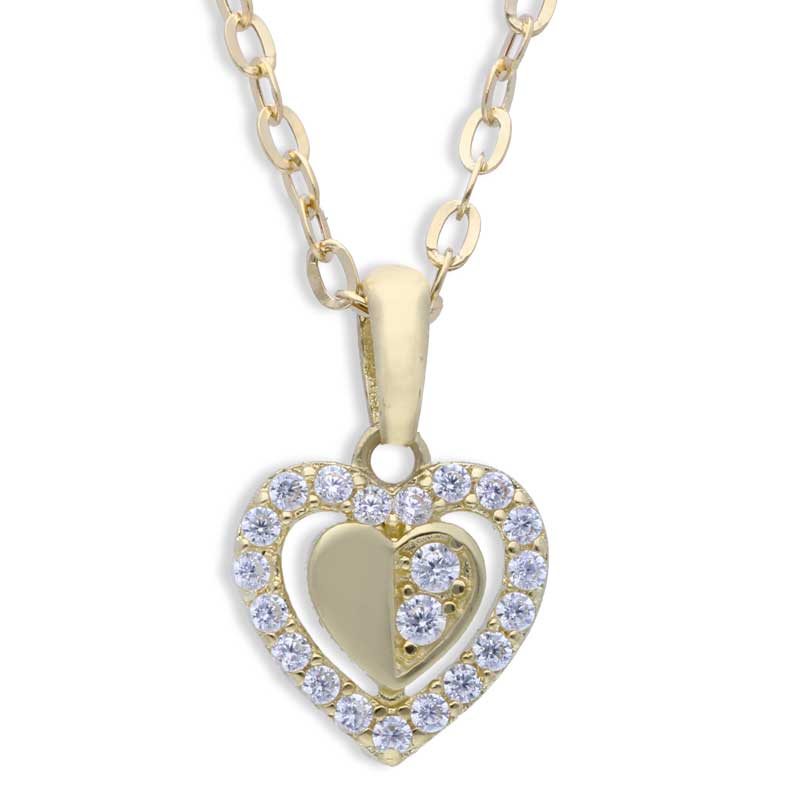 Gold Heart Shaped Pendant Set (Necklace and Earrings) 18KT - FKJNKLST18KU2018 - Image 2