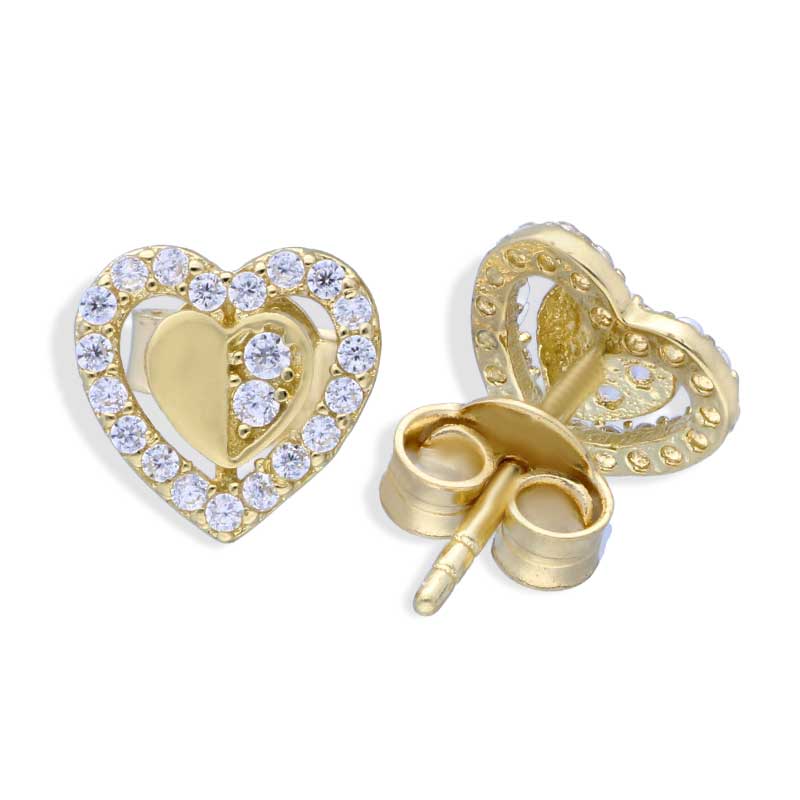 Gold Heart Shaped Pendant Set (Necklace and Earrings) 18KT - FKJNKLST18KU2018 - Image 4