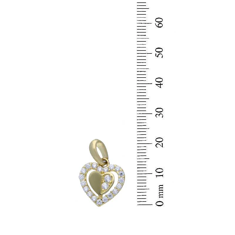 Gold Heart Shaped Pendant Set (Necklace and Earrings) 18KT - FKJNKLST18KU2018 - Image 5