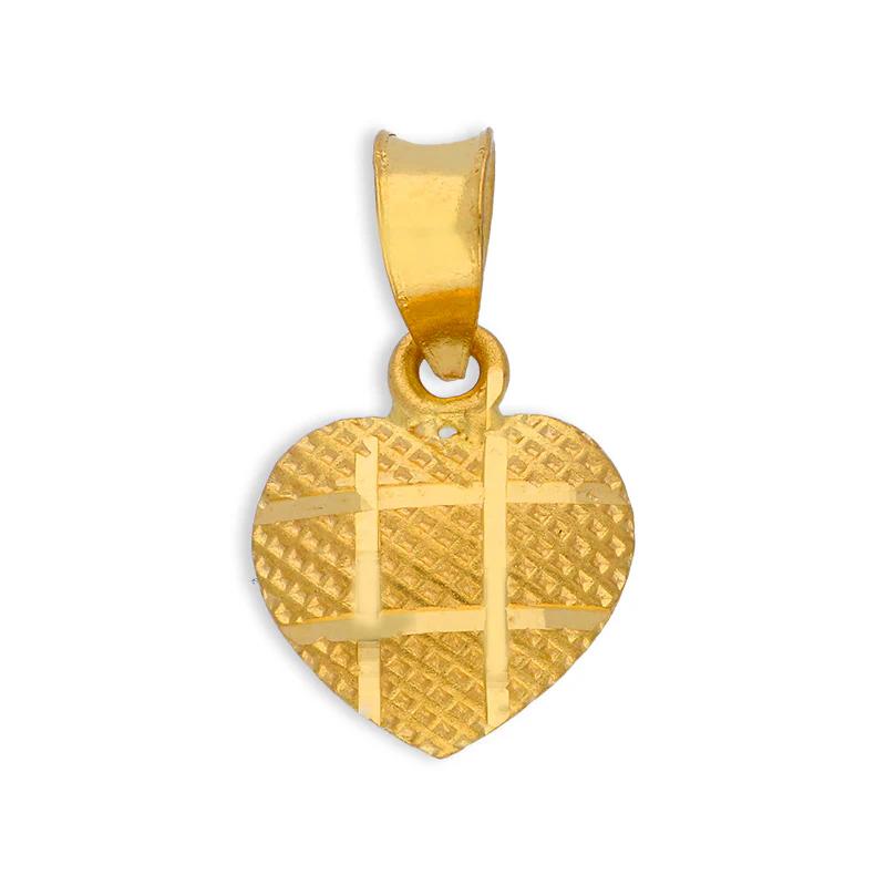 Gold Heart Shaped Pendant Set (Necklace and Earrings) 21KT - FKJNKLST21KU6072 - Image 4