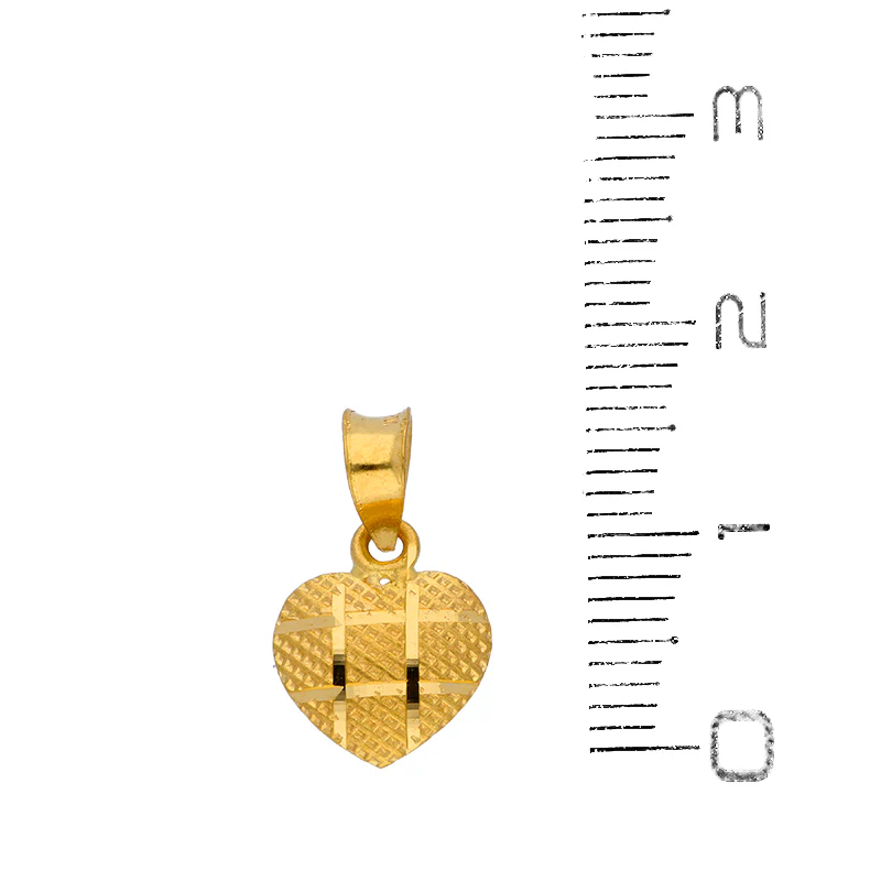 Gold Heart Shaped Pendant Set (Necklace and Earrings) 21KT - FKJNKLST21KU6072 - Image 5