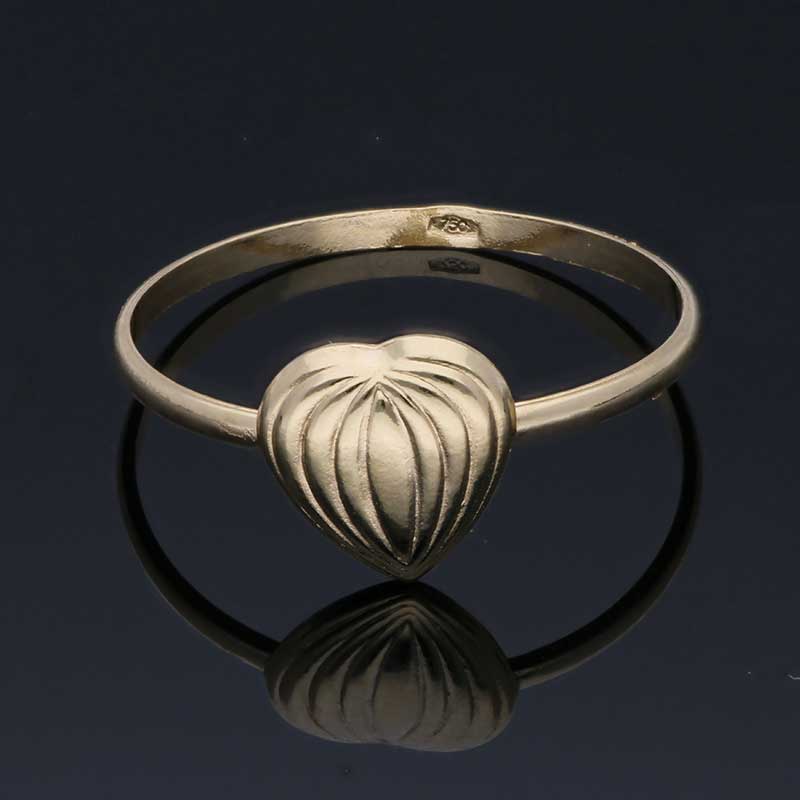 Gold Heart Shaped Ring 18KT - FKJRN18KU2009 - Image 3