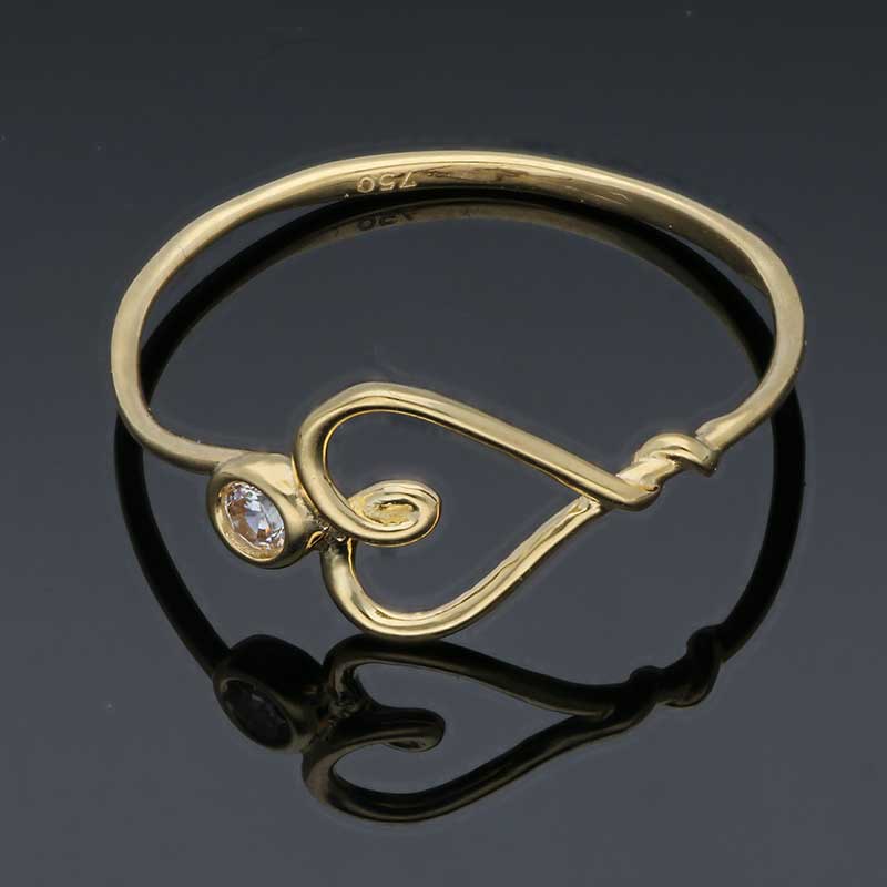 Gold Heart Shaped Ring 18KT - FKJRN18KU2084 - Image 7