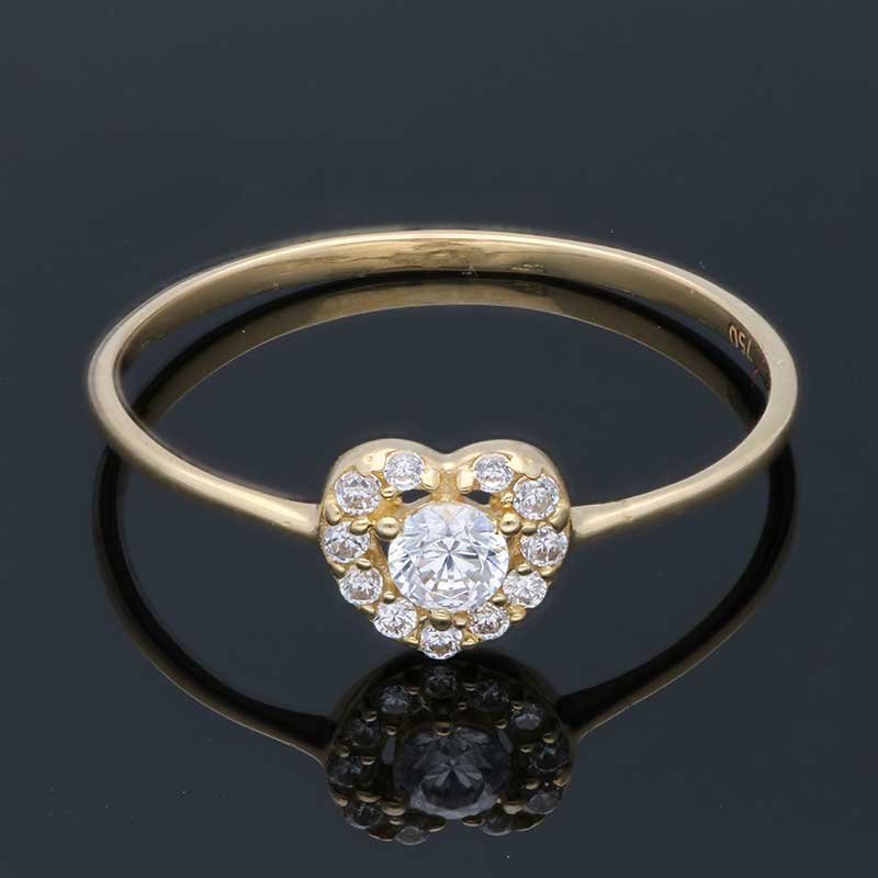 Gold Heart Shaped Ring 18KT - FKJRN18KU2088 - Image 7
