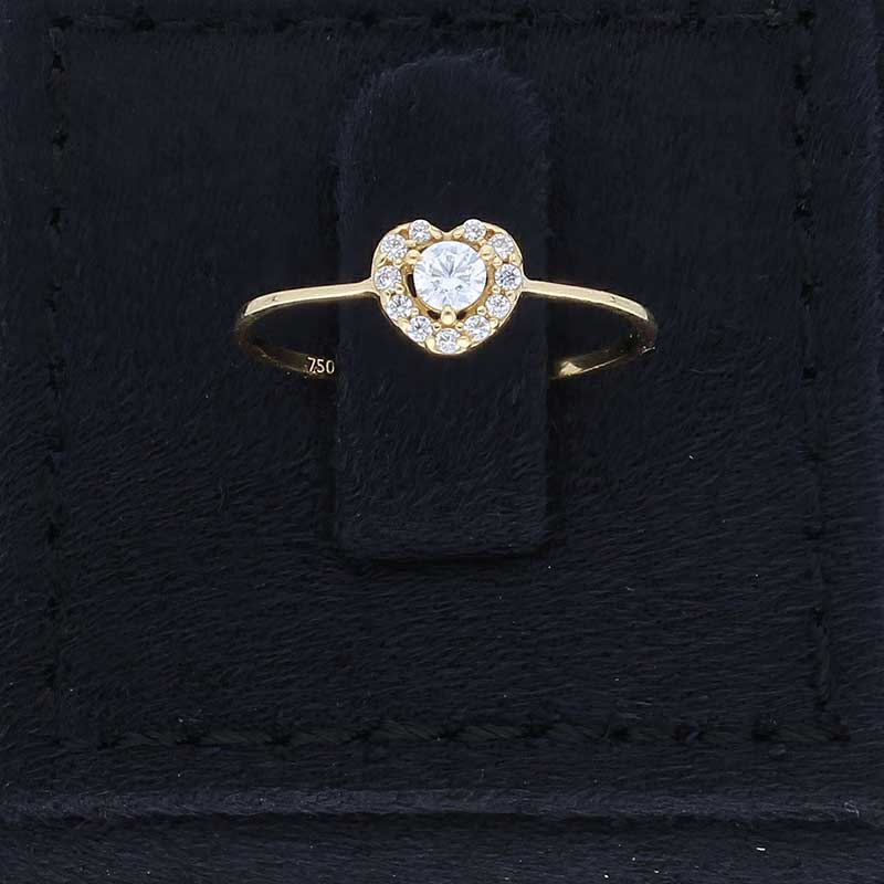 Gold Heart Shaped Ring 18KT - FKJRN18KU2088 - Image 8