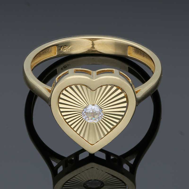 Gold Heart Shaped Ring 18KT - FKJRN18KU2094 - Image 7