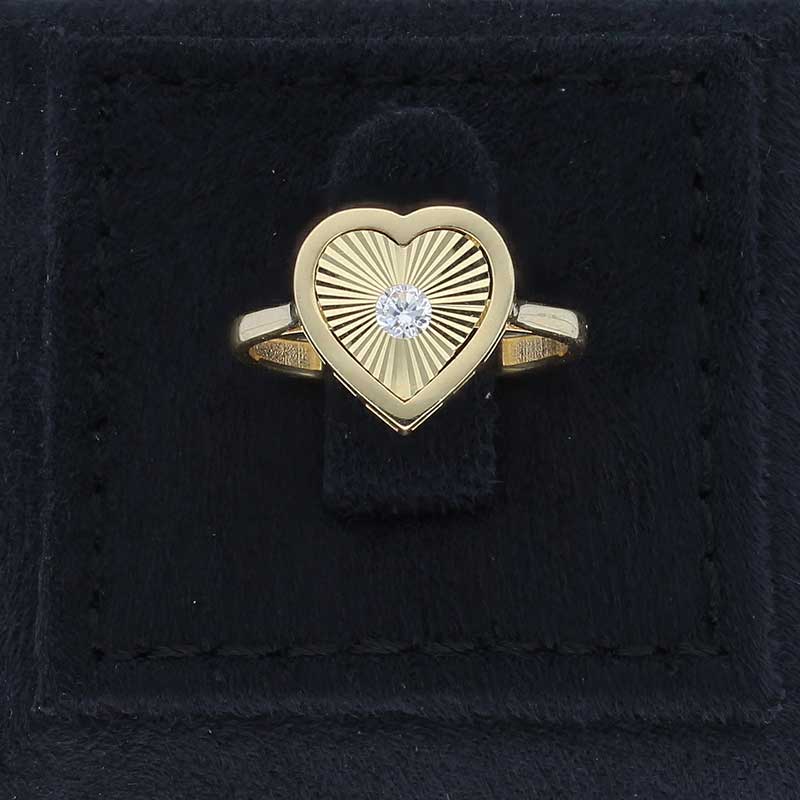 Gold Heart Shaped Ring 18KT - FKJRN18KU2094 - Image 8