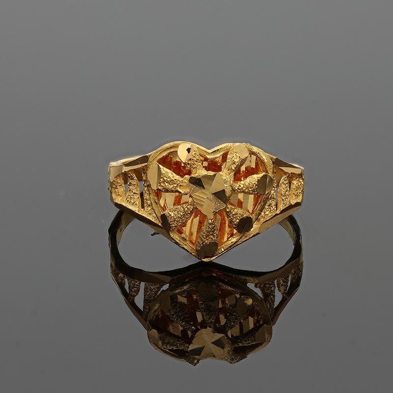 Gold Heart Shaped Ring 22KT - FKJRN22K2723 - Image 6