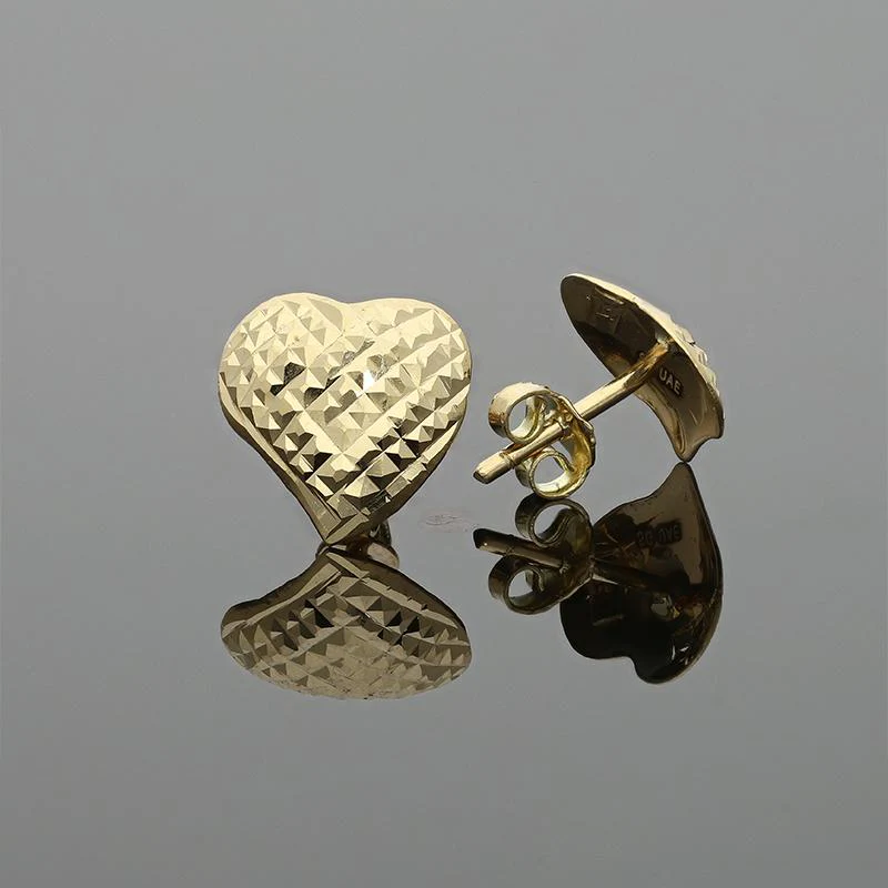 Gold Heart Shaped Stud Earrings 18KT - FKJERN18K2296 - Image 3