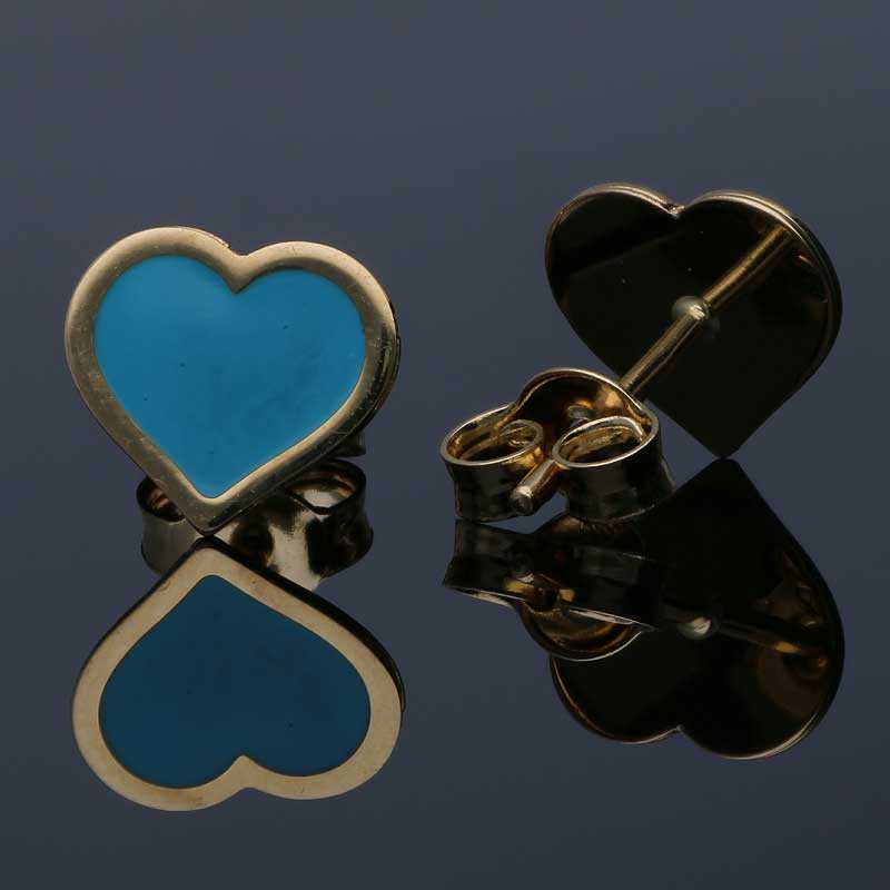 Gold Heart Stud Earrings 18KT - FKJERN18KU3070 - Image 3