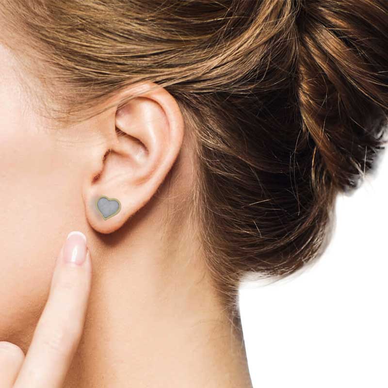 Gold Heart Stud Earrings 18KT - FKJERN18KU3072 - Image 2