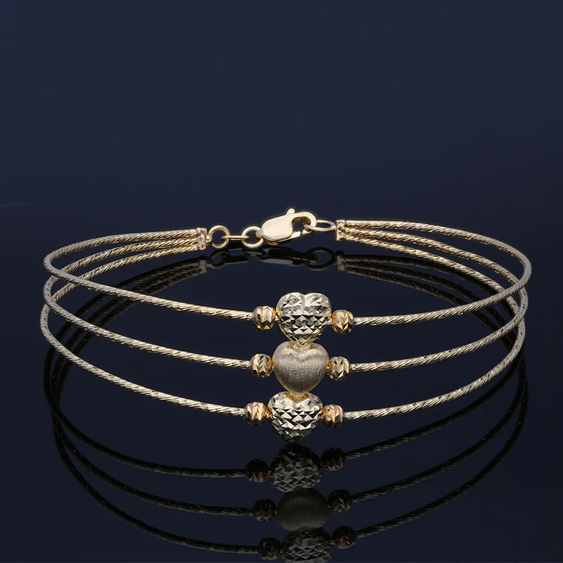 Gold Hearts Bangle in 18KT - FKJBNG18KU2007 - Image 2