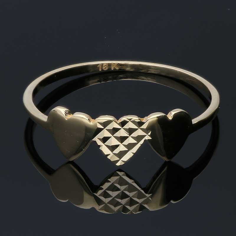 Gold Hearts Shaped Ring 18KT - FKJRN18KU2022 - Image 7
