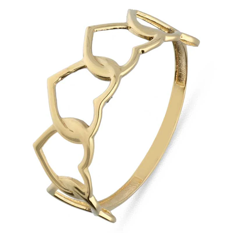 Gold Hearts Shaped Ring 18KT - FKJRN18KU2029 - Image 2