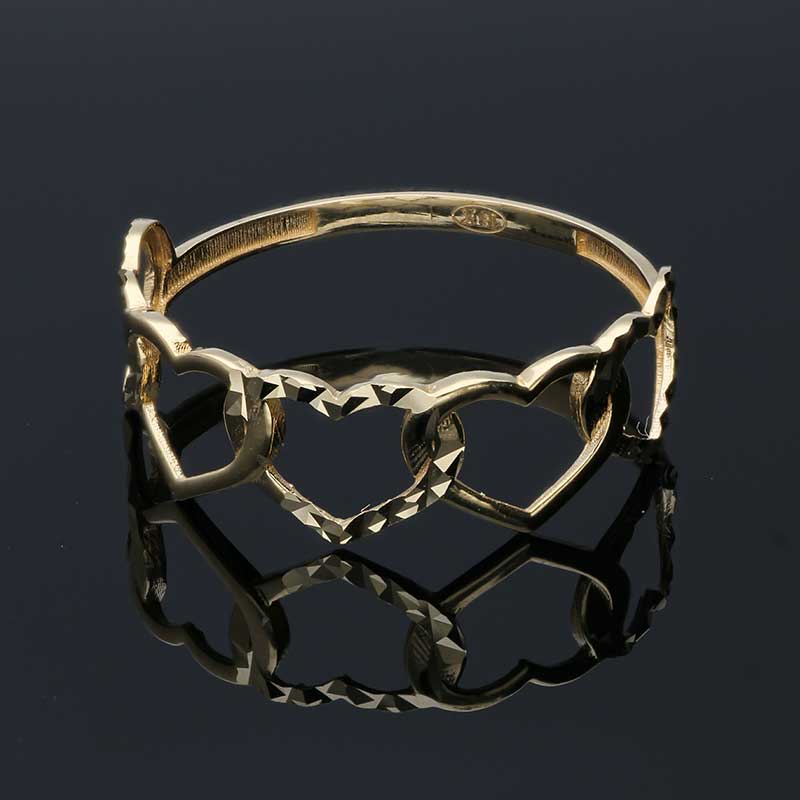 Gold Hearts Shaped Ring 18KT - FKJRN18KU2029 - Image 7