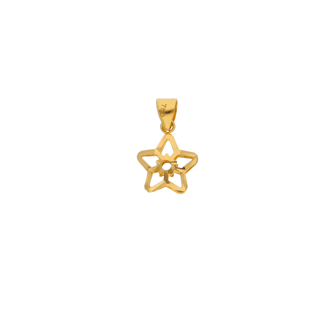 Gold Hollow Flower Shaped Pendant 18KT - FKJPND18KU6425 - Image 2