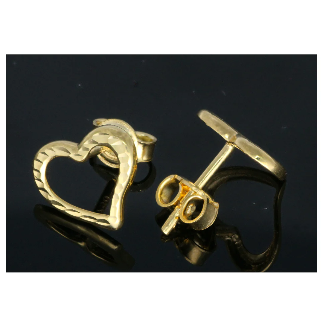 Gold Hollow Heart Shaped Earrings 18KT - FKJERN18KU6450 - Image 2