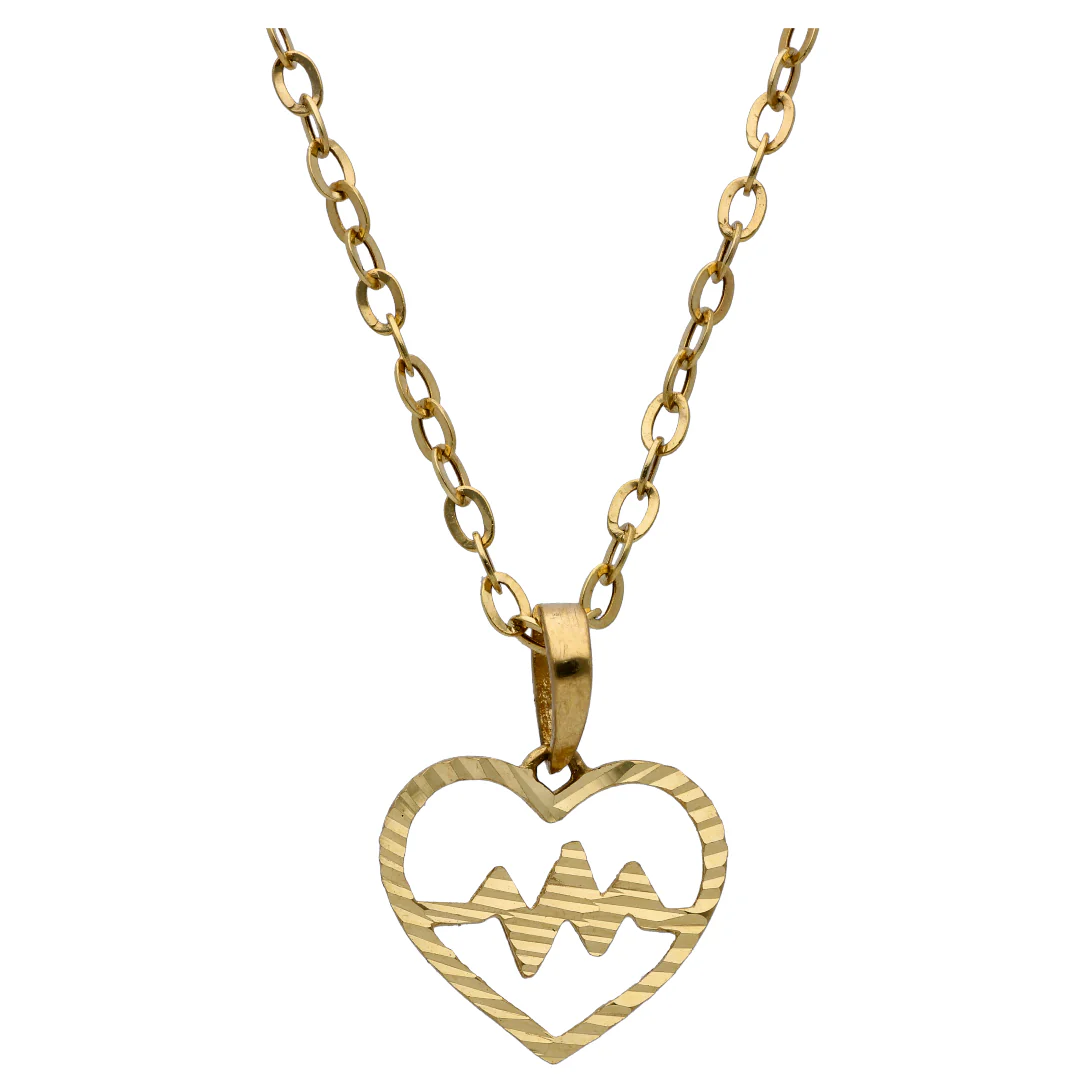 Gold Hollow Heart Shaped Pendant Set 18KT - FKJNKLST18KU6472 - Image 2