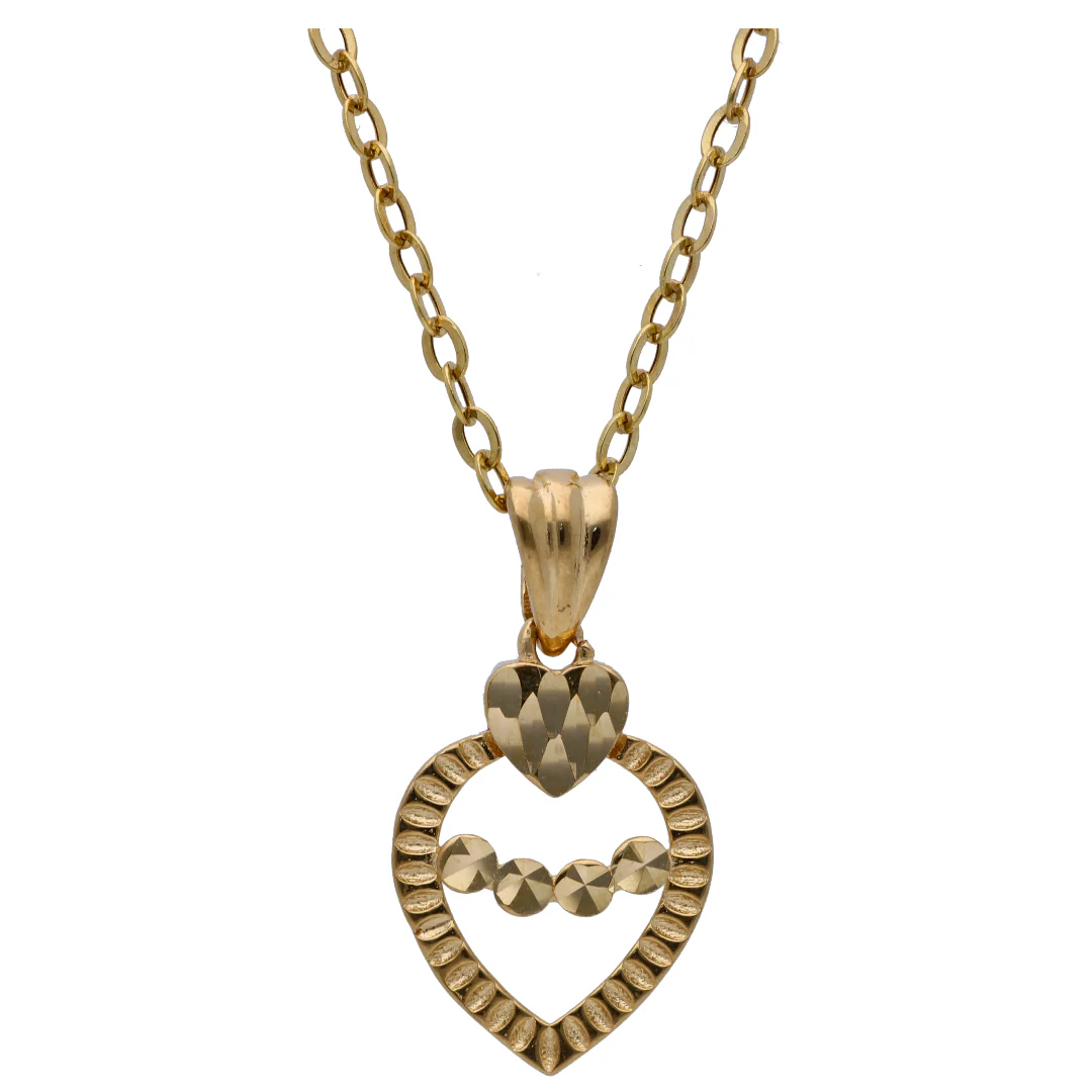 Gold Hollow Leaf Shaped Pendant Set 18KT - FKJNKLST18KU6466 - Image 2