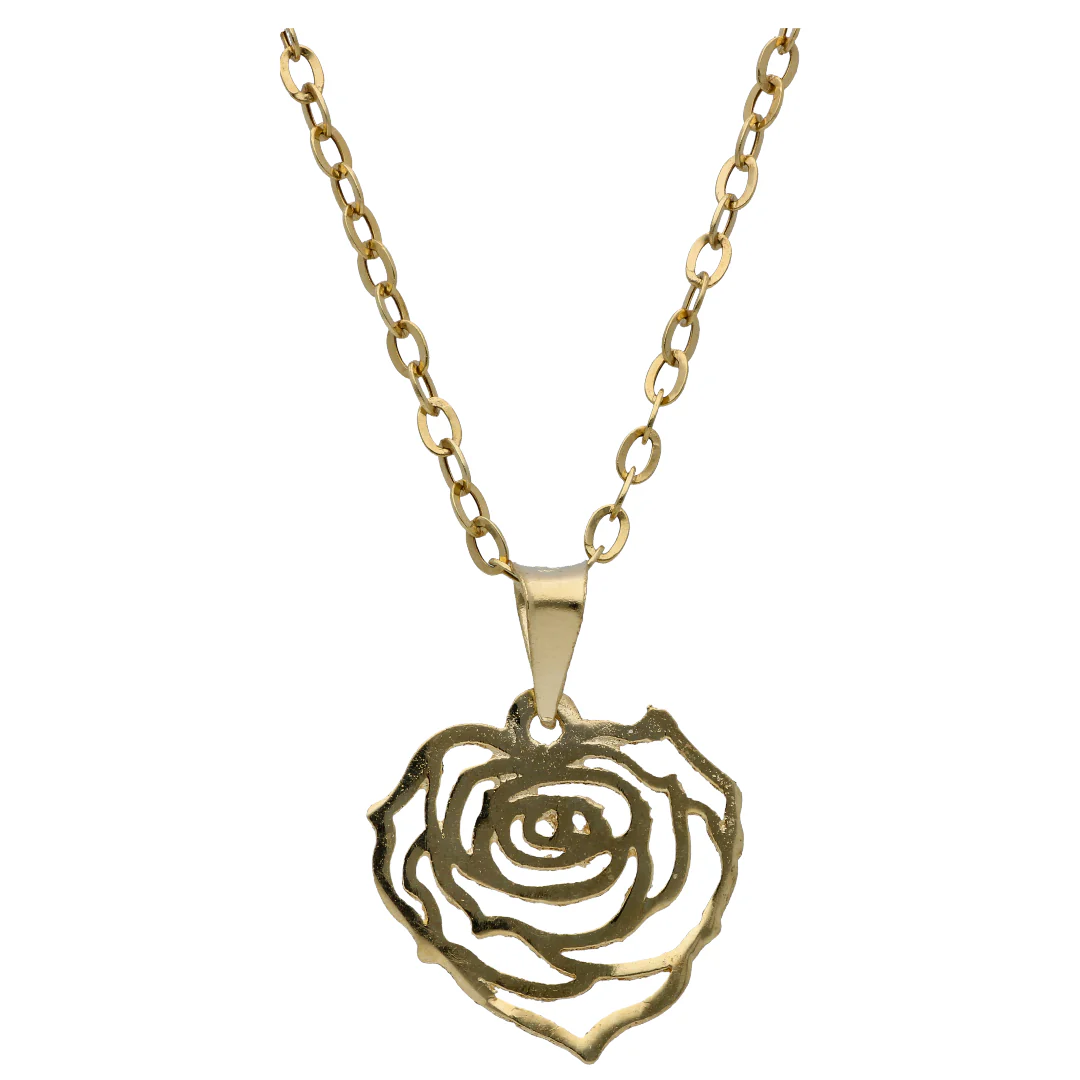 Gold Hollow Rose Shaped Pendant Set 18KT - FKJNKLST18KU6510 - Image 2