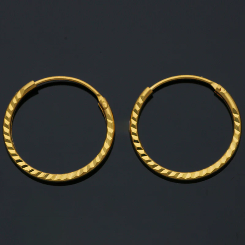 Gold Hoop Earrings 21KT - FKJERN21KU3165 - Image 3